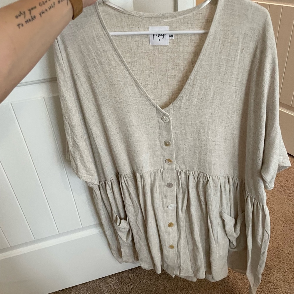 Princess Polly Sandy dress. Linen/beige color size S/M. Never been worn!